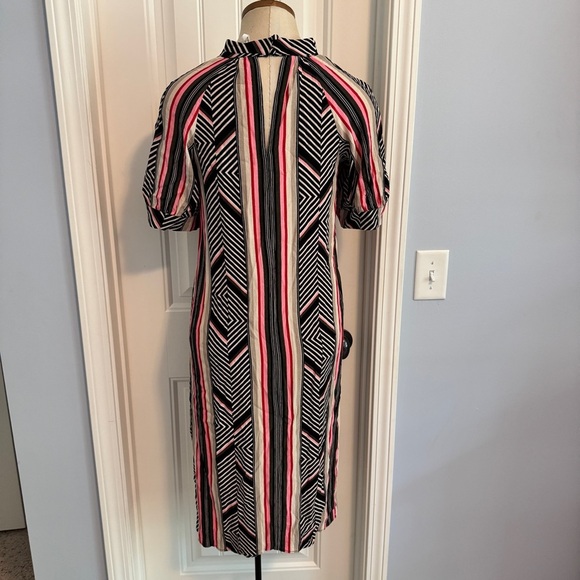 Anthropologie XS McKenzie Mock Neck Midi Tunic Dress ~ Stripe Retro Vibe - Picture 3 of 7